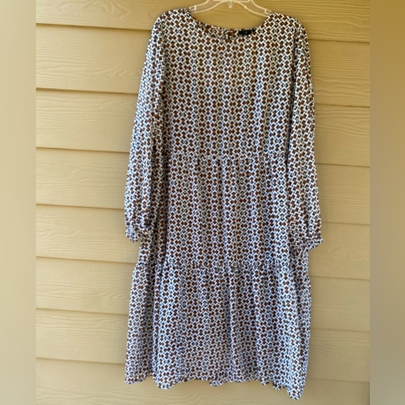 Ellos Women's Plus Black Geometric Print Sheer Overlay Tiered Dress Size 18/20 - Picture 11 of 17